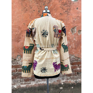 100% coton Animal Cut Work Jacket Style Kantha Jacket Multi-Color Handmade Ethnic Printed Designer - Product Image 6