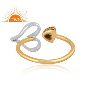 แหวนเรียงซ้อนอัญมณีลาบราดอไรต์ธรรมชาติ18K ชุบทองทำด้วยมือล่าสุดเครื่องประดับอัญมณีชั้นดีสำหรับผู้หญิงของขวัญ - Product Image 2