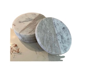 Sous-verre en pierre de café fini en marbre antique lot de 4 pièces sous-verre en marbre de forme ronde pour la décoration de table d'hôtel à la maison - Product Image 1