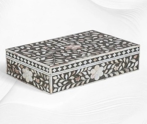 Boîte décorative de haute qualité en résine indienne faite à la main et incrustation d'os boîte de rangement de bijoux boîte de conception antique personnalisée - Product Image 5