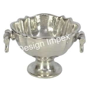 Cuenco de enfriamiento de champán, Cubo de almacenamiento de cubitos de hielo de aluminio fundido estilo Pedestal, cuenco plateado, encimera, enfriador de vino, logotipo personalizado - Product Image 5