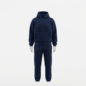 Womens Navy Blue Fleece Hoodie Tracksuit <b>Set</b> Pullover Sweatshirt <b>Jogger</b> Pants <b>Matching</b> Casual Streetwear Loungewear - Product Image 3