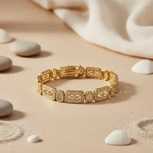 Pulsera de Circonia con Baño de Oro para Mujer, Elegante para Fiestas, Cadena Fina y Joyería de Eslabones - Product Image 2