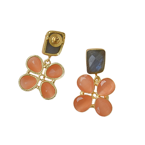Pendientes de Labradorita con Diseño de Constelaciones Vintage, en Latón con Baño de Oro de 14K - Product Image 6