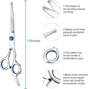 กรรไกรตัดขนสุนัขแบบโค้งพร้อมหัวกลมสแตนเลสสำหรับสัตว์เลี้ยงมีขอบคมเครื่องมือตัดขนแมว - Product Image 2