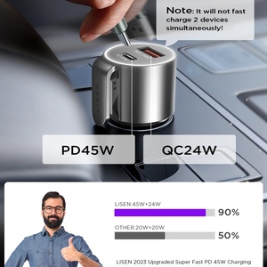 LISEN PD45W cargador rápido de coche tipo C adaptador de encendedor de cigarrillos <span class=keywords><strong>3</strong></span> en 1 interruptor de ventana de Metal cortador de cinturón de seguridad para iPhone 17 Pro Max - Product Image 3