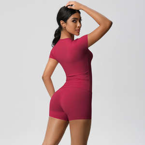 OEM 2026 Nouvelle tenue de sport athlétique taille basse, ensemble 2 pièces moulant sans manches uni, respirant et écologique pour le yoga et la gym - Product Image 2