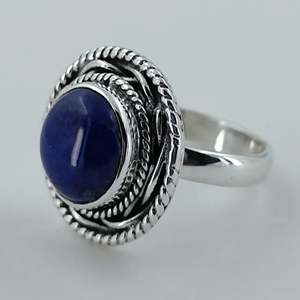 925 Sterling Silver Boho <b>Statement</b> <b>Ring</b> Lapis Lazuli Gemstone Handmade Natural Blue September Birthstone Jewelry 18K Gift - Product Image 6