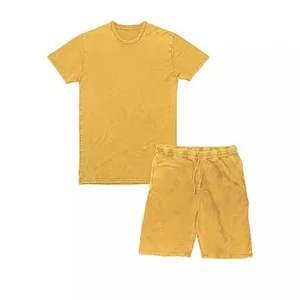 Conjuntos de camiseta y pantalones cortos de verano lavados con ácido de alta calidad personalizados para Hombres estilo informal al por mayor - Product Image 1