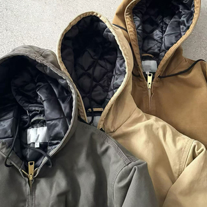 Chaqueta Vaquera de Trabajo para Hombre, Estilo Urbano, Marca de Moda, Holgada, Color Puro, Lavada, con Múltiples Bolsillos - Product Image 3