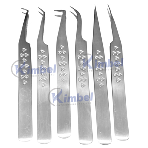 Pince à épiler d'extension de cils en acier inoxydable finition argentée de marque privée pointe pointue usage professionnel précision Durable 120mm - Product Image 6