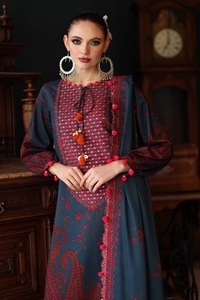 Vêtements imprimés brodés indiens pakistanais lenin salwar kameez pour robes d'hiver pour dames en tissu de qualité d'exportation - Product Image 6
