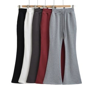 Nouvelle qualité supérieure lavé à l'acide tenue de sport personnalisée cordes de tirage en coton pantalons d'automne pantalons de survêtement évasés pantalons de jogging pour femmes - Product Image 4