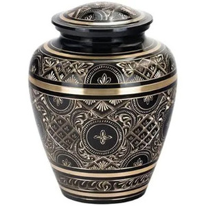 Urne funéraire moderne en laiton massif noir brillant imprimé, avec couleurs et dimensions personnalisées pour la maison, à prix de gros - Product Image 1