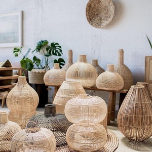 Fatto a mano bohémien Rattan lampada accogliente <span class=keywords><strong>paralume</strong></span> di bambù asiatico per la decorazione dello spazio interno per banconi da caffè interni interni - Product Image 5