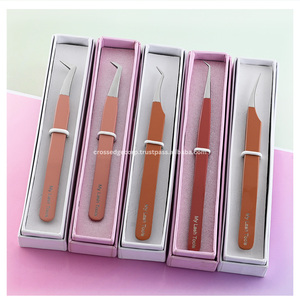 Pinzas para pestañas con punta de fibra, Kit para rizar pestañas de Color desnudo, pinzas clásicas para pestañas, extensión de pestañas con volumen y agarre de fibra - Product Image 1