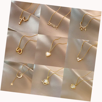 Nouveau collier coréen en zircon et perles avec pendentif cœur, en acier inoxydable doré, breloques étoile, lune, papillon et lettre, bijoux de mode
