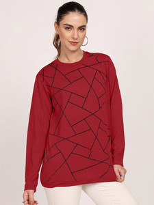 Camisetas de mujer al mejor precio Camiseta de mujer de precio barato con logotipo personalizado al por mayor Camiseta impresa Camiseta de manga larga con cuello redondo - Product Image 6