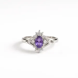 Bague géométrique en topaze plaquée platine et rhodium, sertissage invisible, style vintage, cadeau idéal - Product Image 3