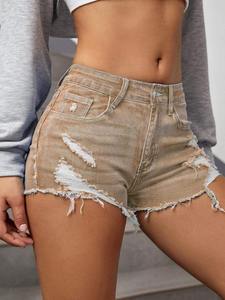 2025 Fashion <b>Women</b> Summer High Waist <b>Denim</b> Shorts Jeans Button Zipper Slim Pockets Loose Short Pant Solid Color Straight Shorts - Product Image 2