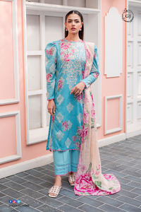 Ssumaira 3PC Digital impreso Salwar Kameez para fiestas Lawn Shirt Pure Check Lawn Dupatta Dyed Cambric Trouser - Product Image 4