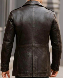 Chaqueta de Cuero de Alta Calidad con Logotipo Personalizado, Cuello Alto, Logotipo Frontal, Ropa de Moda de Invierno para Hombre - Product Image 4