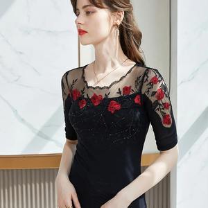 เสื้อยืดคอกลมขนาดใหญ่พิเศษสำหรับผู้หญิง, ผ้าฝ้าย100% ลำลองฤดูร้อนทำจากผ้าฝ้าย/ใยไผ่รุ่นน้ำหนัก - Product Image 3