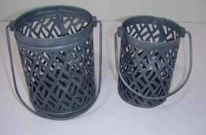 Modern Industrial Rustic Iron Pillar Candle <b>Lantern</b> - Hollow Out Mesh Pattern Metal Hurricane <b>Lamp</b> Porch Patio Candle Holder - Product Image 6