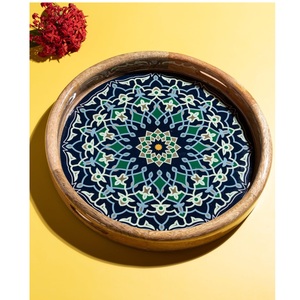 ถาดไม้ทรงกลมเคลือบมันเคลือบเงาเหมาะสำหรับตกแต่งบ้านสมัยใหม่ที่ให้บริการและจัดเก็บขายส่ง - Product Image 1