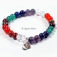 Fait à la main sept Chakra dégringolé améthyste Bracelet en perles pierre semi-précieuse artisanat gravé amour Style en gros