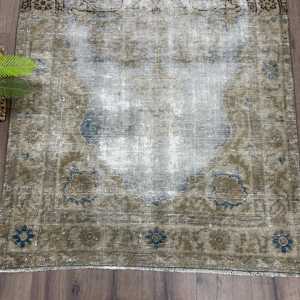Turkish Area Rug, 3.6x6.7 ft Vintage Rug, <b>Brown</b> <b>Wool</b> Rug - Product Image 2