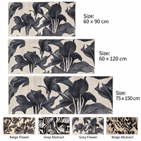 Karpet Bunga Abu-abu DarianA Plush 75x150 cm Poliester Lembut Tipis Anti Selip Dapat Dicuci Mesin Alas Lateks Modern Persegi Panjang Tahan Lama