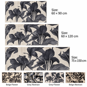 Alfombra de Felpa Gris con Diseño Floral DarianA, 60x90 cm, Poliéster Suave, Delgada, Antideslizante, Lavable a Máquina, Base de Látex Moderna, Rectangular, para Uso Doméstico - Product Image 6