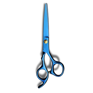 Ciseaux de coupe de cheveux de haute qualité Shine Blue Color Razor Edge Outils de coupe de cheveux avec vis réglable Ciseaux à poignée droite - Product Image 6