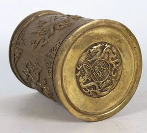 AK Brass Carving Round Metal <b>Pen</b> <b>Holder</b> in Brass Finished at Best Price <b>For</b> Library Decor / Study Room Decor - Product Image 5