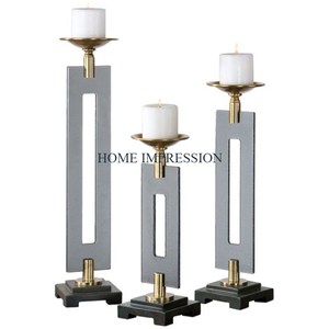 <b>Set</b> of 3 Customized Shape and Size Metal Silver Candle Holders Premium Quality Handmade Hotels and Cafe Lightening Candle Holder - Product Image 1