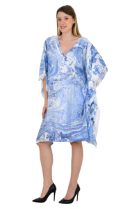 Manches courtes élégant et Sexy vacances porter femmes caftan Caftan fête dentelle Bikini plage t-shirt Type couvrir taille libre robe - Product Image 5