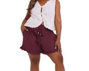 Short d'été pour femme élastique taille haute ample et doux respirant Top vente Short femme au meilleur prix léger solide - Product Image 4