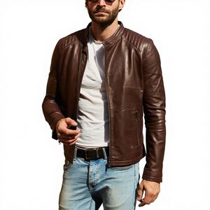Chaqueta de Motociclismo Leathertex Viper Slim-Fit Marrón Oscuro de Manga Larga, Resistente al Viento, para Hombre - Product Image 1