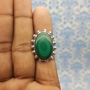 Malachite sud-ouest népalais Design 925 argent bohème bague malachite naturelle bague en gros artisan artisanat bijoux en argent - Product Image 5