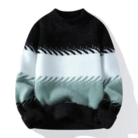 2025 Neuer Herren 100% Baumwoll-Pullover Farbverlauf Vintage 3D PU Lässiger Stil Unisex ODM Strick Weihnachts-Jacquard Knitterfrei Schnelltrocknend
