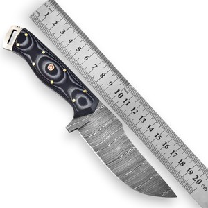Cuchillo de Caza y Utilidad de Hoja Fija de Acero de Damasco Hecho a Medida, Mango de Micarta, OEM, Hoja Completa, Cuchillo de Desollado y Supervivencia con Funda - Product Image 2