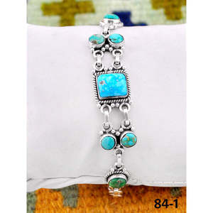 Southwest Handmade Emerald Valley Turquoise <b>Bracelet</b> with White Water Sterling Silver Accents - Product Image 2