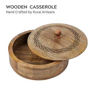 Boîte en bois multi-usages pour chapatis, parathas et autres pains chauds, boîte à roti en bois avec couvercle solide par AALIYAN IMPEX - Product Image 3