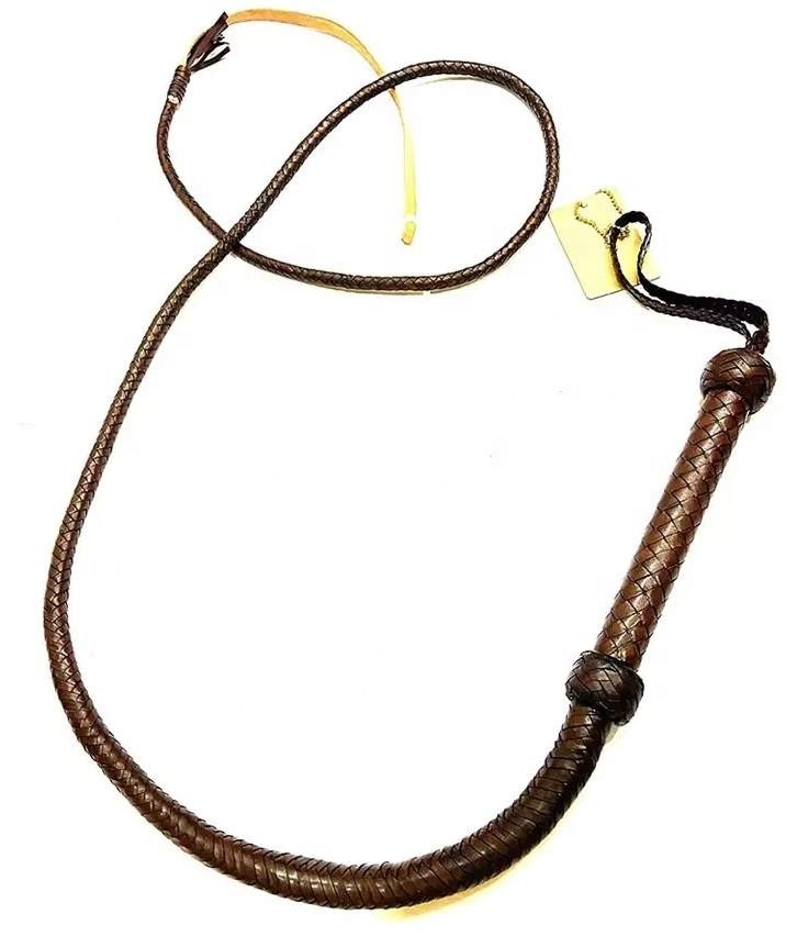 Frusta Lunga Intrecciata In Pelle Per Cavallo – Attrezzatura Equestre, Modello 173334