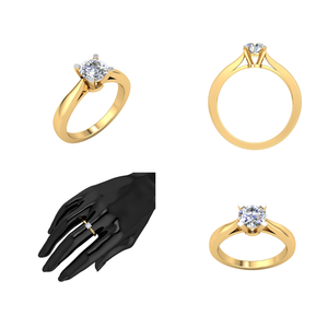 Bague classique élégante en or 18 carats pour femme avec 0.5Cts VS Clarity Lab Grown EF Diamond Chic Diamond Jewelry - Product Image 3