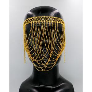 Moda señora boda velo geométrico encanto cara máscara Color borla cuentas piedra diamantes de imitación máscara para mujer fiesta graduación joyería - Product Image 4