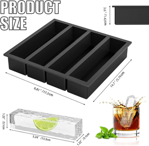 Machine à glaçons carrés de grande taille pour whisky, cocktails et préparations maison, garde les boissons fraîches, noire - Product Image 3