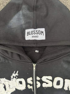 Custom Acid Wash Vintage Sun fade Full Zip up Chándal Loose Fit 100% Algodón Puff Print Sweatpant Heavyweight Sweatsuit - Product Image 3