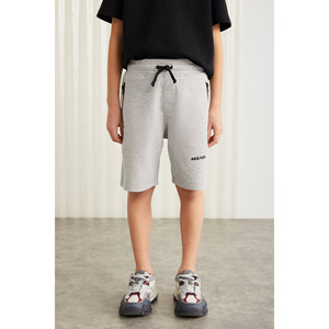 Shorts Bermuda en coton uni avec cordon de serrage, poches et logo pour enfants, vêtements décontractés GRIMELANGE - Product Image 5